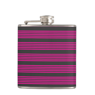 Flasques Motif Fuchsia et charbon de bois cinq bandes