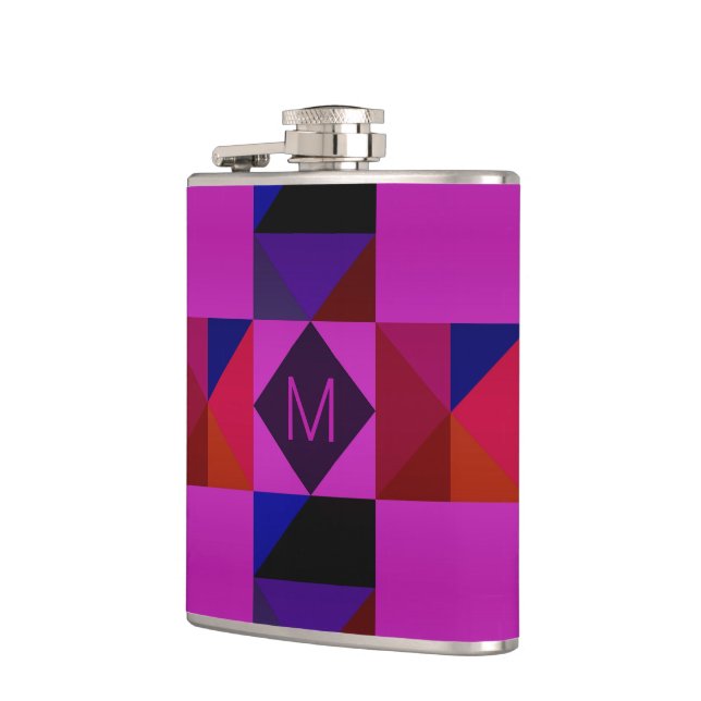 Flasques Motif géométrique abstrait magenta Monogramme (Gauche)