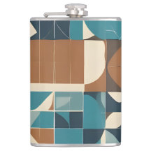 Motif géométrique bleu foncé, sarcelle, marron et