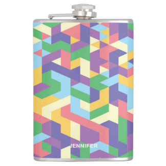 Flasques Motif Géométrique Contemporain Vibrant Avec Nom