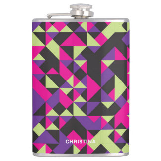 Flasques Motif Géométrique Moderne Gras & Ludique Avec Nom