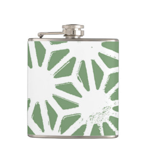 Flasques Motif géométrique vert et blanc olive
