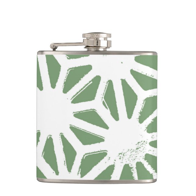 Flasques Motif géométrique vert et blanc olive (Devant)