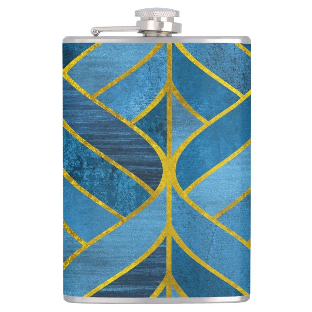 Flasques Motif Gold Blue Grunge (Devant)