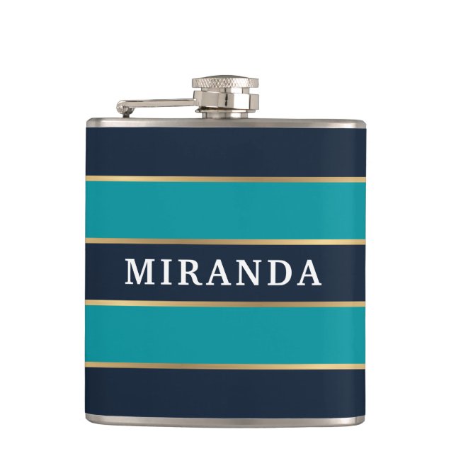 Flasques Motif Gras bleu marine Gold Stripe (Devant)