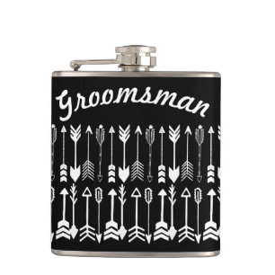Flasques Motif Groomsman noir avec flèche blanche