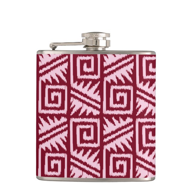 Flasques Motif Ikat Aztec - Bourgogne et rose (Devant)