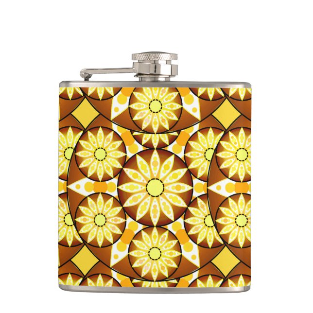 Flasques Motif mandala, nuances de brun et d'or (Devant)