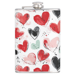 Flasques motif mignon avec coeur peint aquarelle