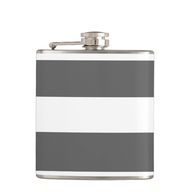 Flasques Motif moderne de rayures de blanc gris de charbon (Devant)