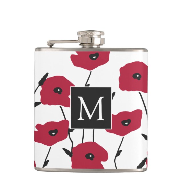 Flasques Motif moderne Monogram Poppies (Devant)