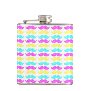 Flasques Motif Moderne Moustache Cyan Magenta