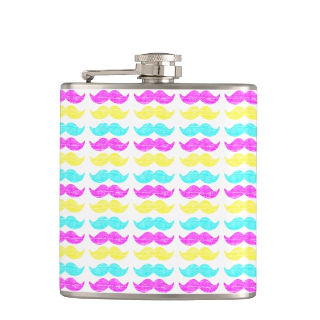 Flasques Motif Moderne Moustache Cyan Magenta (Devant)
