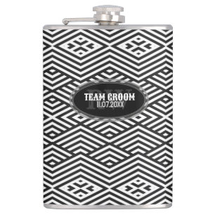 Flasques Motif moderne noir blanc Chevron Groomsmen Cadeau