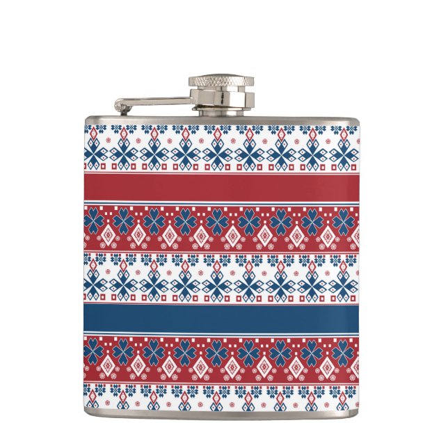 Flasques Motif norvégien rayé bleu rouge (Devant)