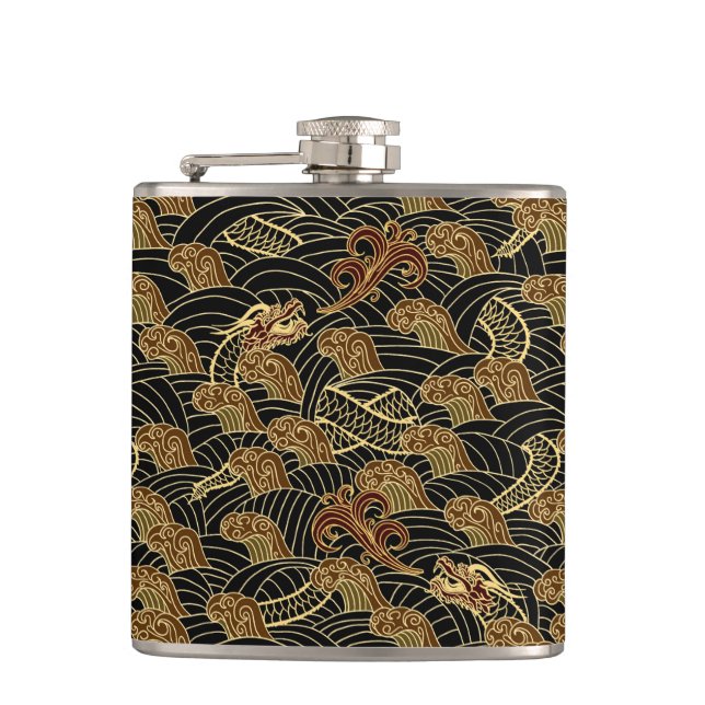Flasques Motif oriental de dragon de mer (Devant)