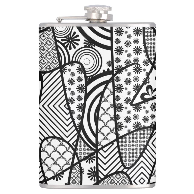 Flasques Motif Patchwork Noir & Blanc 02 (Devant)