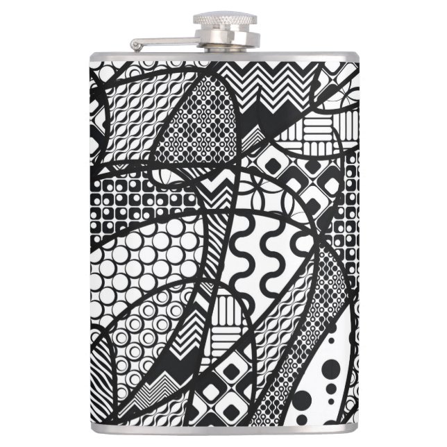 Flasques Motif Patchwork Noir & Blanc 05 (Devant)
