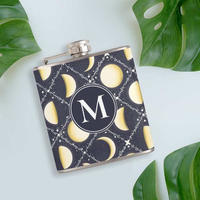 Flasques Motif Phases de lune céleste (Moon Phases Pattern Flask)