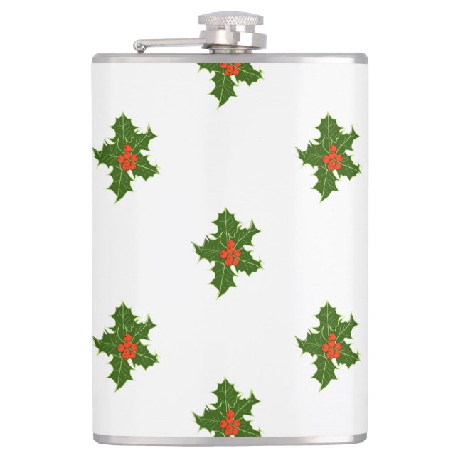 Flasques Motif Plante Green et Red Holly (Devant)