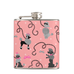 Flasques Motif rose de jupe de caniche rétro et noir de le