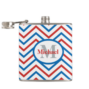 Flasques Motif rouge blanc bleu Chevron