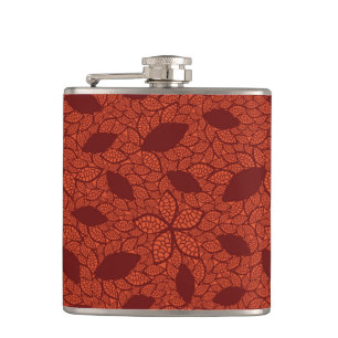 Flasques Motif rouge de feuille sur l'orange