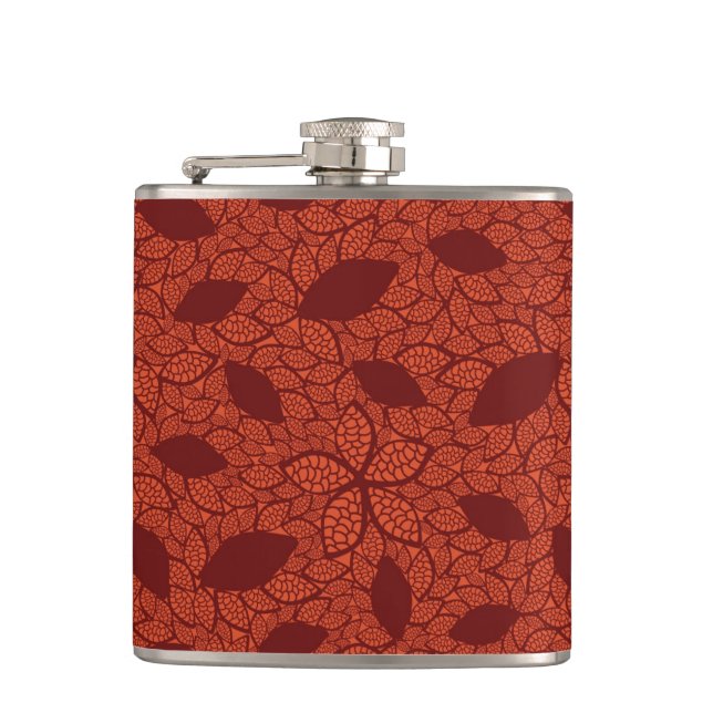 Flasques Motif rouge de feuille sur l'orange (Devant)