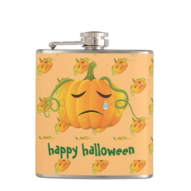 Flasques Motif sans couture de citrouille triste Halloween  (Devant)