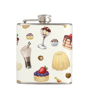 Flasques Motif sucré avec des desserts variés.