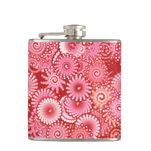 Flasques Motif tourbillon fractal, nuances de rouge profond
