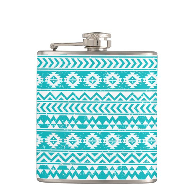 Flasques Motif tribal aztèque grunge turquoise (Devant)