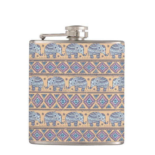Flasques Motif tribal Blue Ethnic Elephant (Devant)