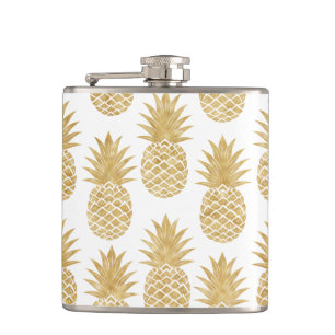 Flasques Motif tropical élégant d'ananas d'or blanc