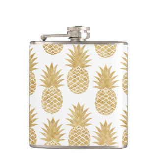 Flasques Motif tropical élégant d'ananas d'or blanc
