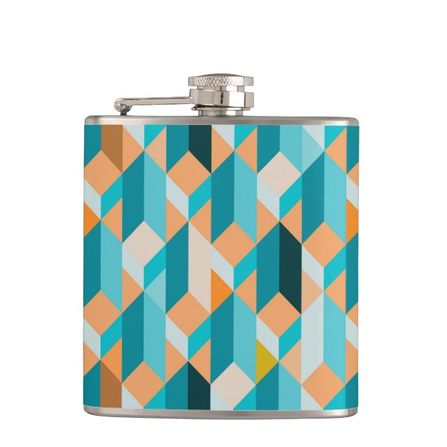 Flasques Motif turquoise et orange de formes (Devant)