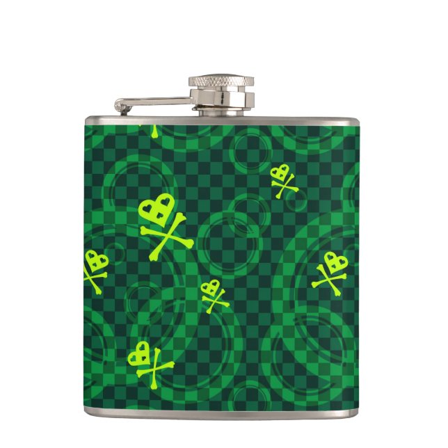 Flasques Motif vert d'Emo avec des cercles (Devant)