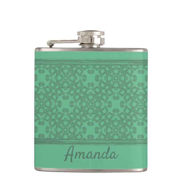 Flasques Motif vert menthe personnalisé (Devant)
