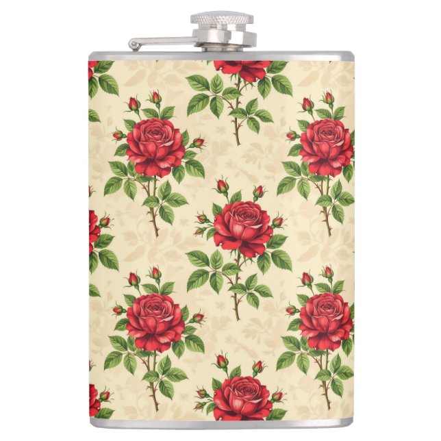 Flasques Motif vintage de rose rouge (Devant)