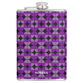 Flasques Motif Violet Retro Quarters avec Nom