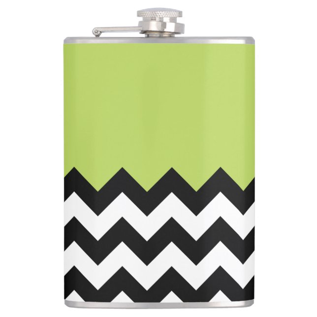 Flasques Motif Zigzag noir et blanc, Chevron, Vert (Devant)
