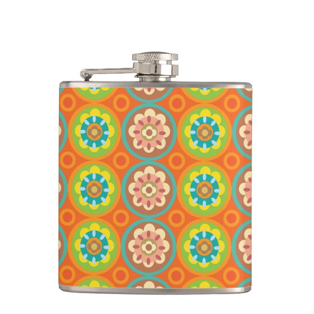 Flasques Motifs de la flore orange et verte (Devant)