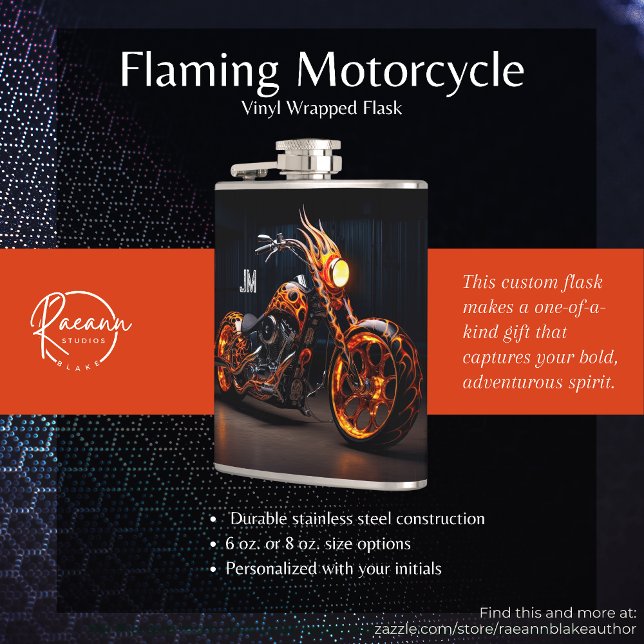 Flasques Moto flamme personnalisée Enveloppé de vinyle (Créateur téléchargé)