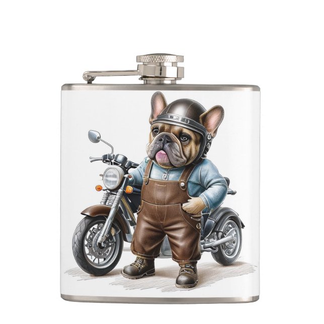 Flasques Motocyclette bouledogue français (Devant)