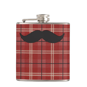 Flasques Moustache à carreaux noir et rouge