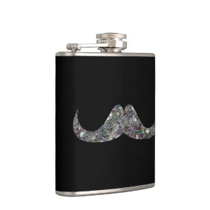 Flasques Moustache personnalisable pailleté mosaïque argent