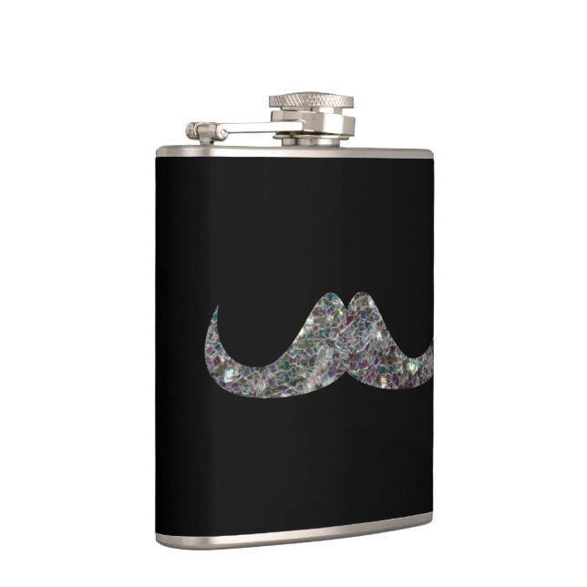 Flasques Moustache personnalisable pailleté mosaïque argent (Droite)