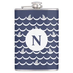 Flasques Mug de monogramme fin requin bleu marine