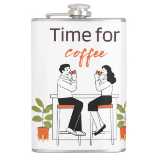 Flasques Mug Illustration Joli Couple Café, 15 oz