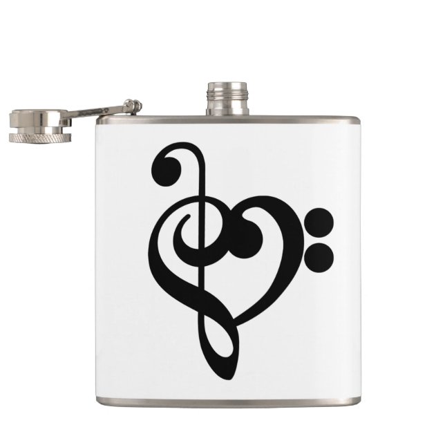 Flasques Musicien Coeur de musique - Treble Bass Clef (Ouvert)
